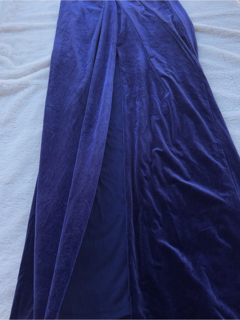 Aidan Mattox Royal Blue Velvet Plunging Maxi Gown - Picture 4 of 13
